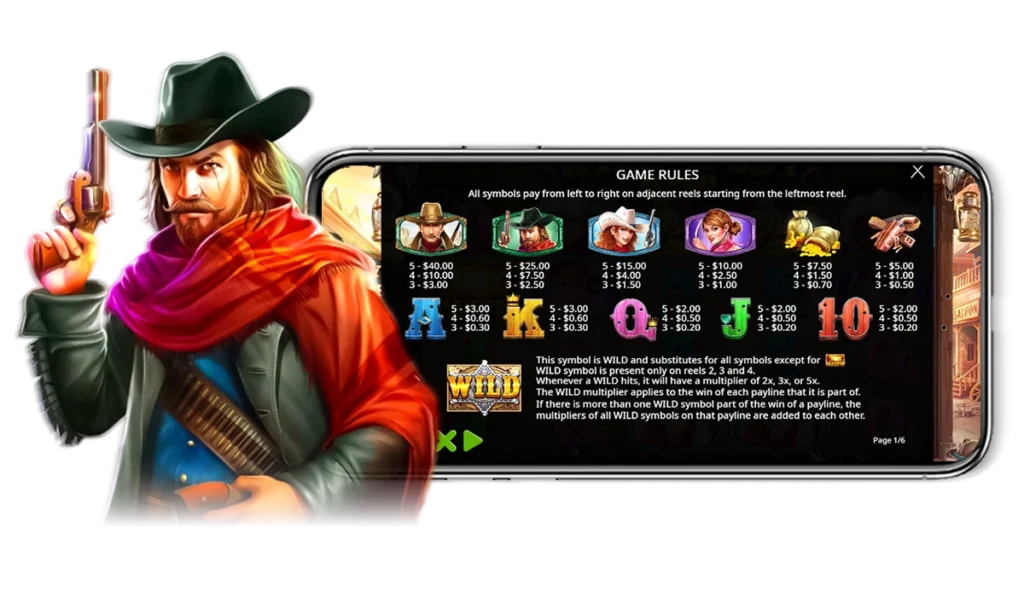 สัญลักษณ์การจ่ายเงินรางวัลในเกม Wild West Gold